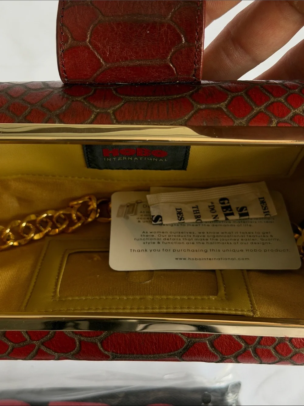 HOBO Red Faux-Croc Foldover Clutch Wristlet